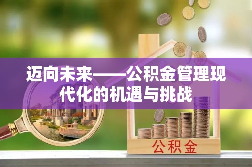白沙迈向未来——公积金管理现代化的机遇与挑战